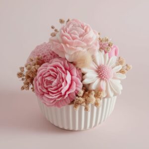 Niva Floral Cup Aroma Candle – Handcrafted Flower Candle Décor