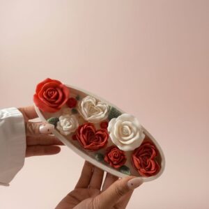 Niva Floral Garden Aroma Candle Tray – Handcrafted Rose Candle Décor