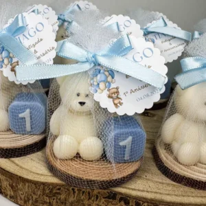 Teddy Baby Shower Return Gift Candles | Customized Gift Set with Tag