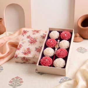 Rakhi Gift Box with 8 Peony Candles | Lavender Scented Gift