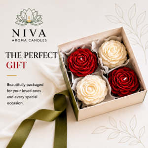 Rose Flower Candle Gift Box | Set of 4 Handmade Candles