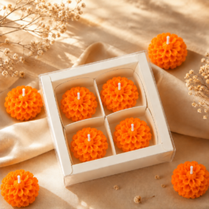 Marigold Flower Candle Gift Box – Set of 4 Orange Genda Candles